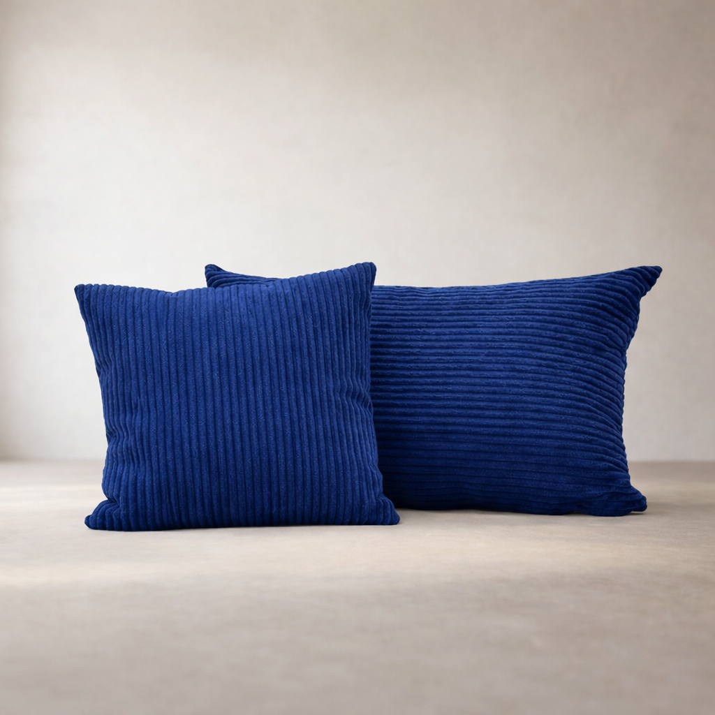 Coussin — coloris Bleu nuit · Coussin décoratif velours côtelé