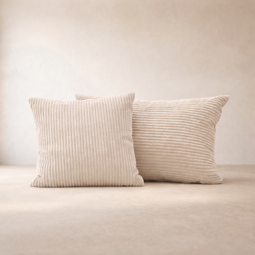Coussin — coloris Crème · Coussin décoratif velours côtelé
