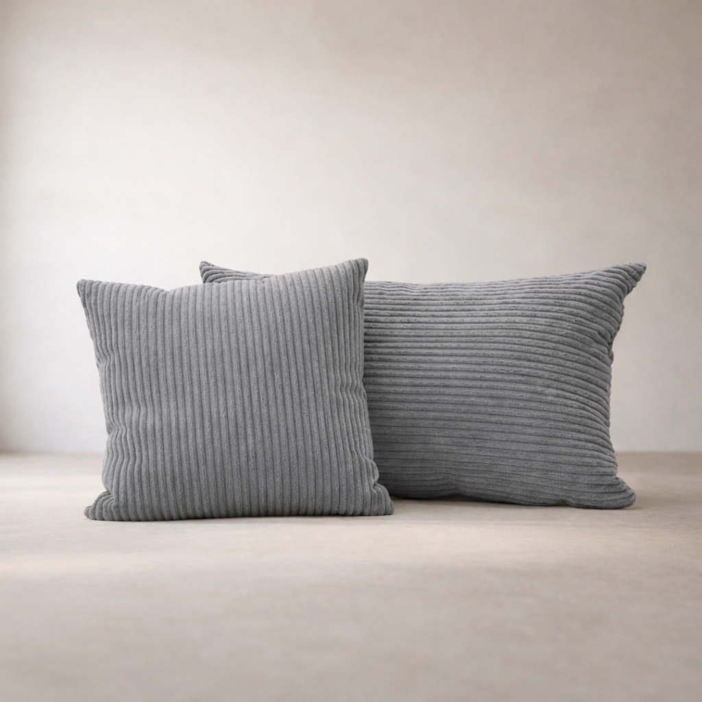 Coussin — coloris Gris · Coussin décoratif velours côtelé