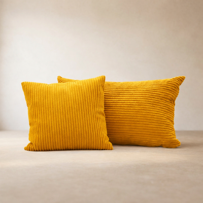 Coussin — coloris Moutarde · Coussin décoratif velours côtelé