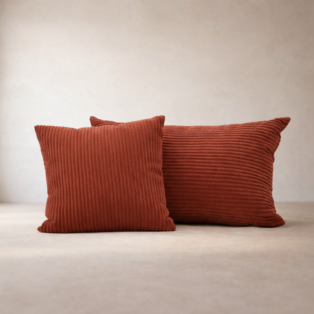 Coussin — coloris Terracotta · Coussin décoratif velours côtelé
