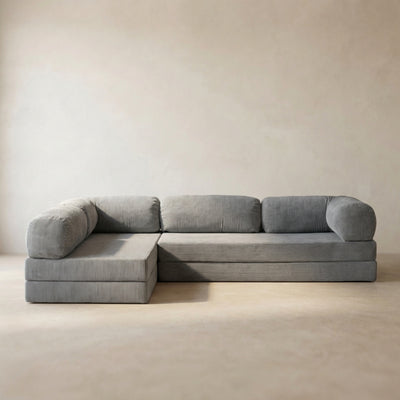 Nova Canapé d'angle — coloris Gray · Canapé d'angle modulable velours côtelé