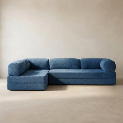 Nova Canapé d'angle — coloris Blue · Canapé d'angle modulable velours côtelé