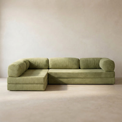Nova Canapé d'angle — coloris Olive · Canapé d'angle modulable velours côtelé