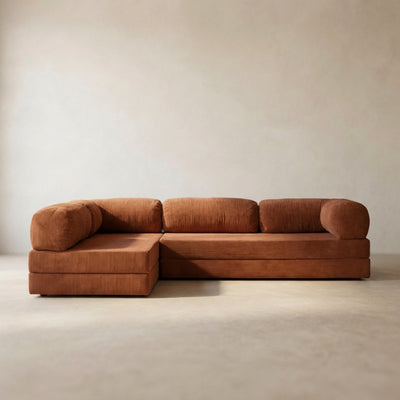 Nova Canapé d'angle — coloris Terracotta · Canapé d'angle modulable velours côtelé