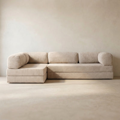 Nova Canapé d'angle — coloris Creme · Canapé d'angle modulable velours côtelé