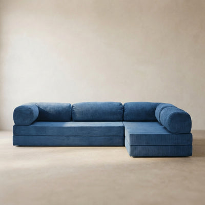 Nova Canapé d'angle — coloris Blue · Canapé d'angle modulable velours côtelé