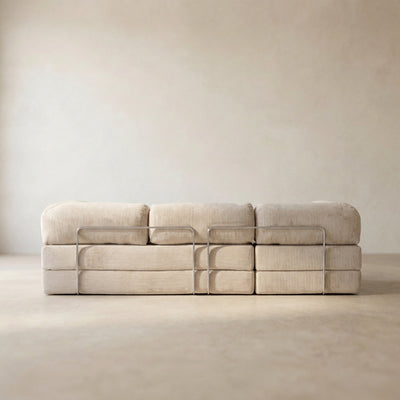 Nova Canapé d'angle — coloris Creme · Canapé d'angle modulable velours côtelé