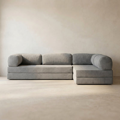 Nova Canapé d'angle — coloris Gray · Canapé d'angle modulable velours côtelé