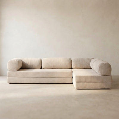 Nova Canapé d'angle — coloris Creme · Canapé d'angle modulable velours côtelé