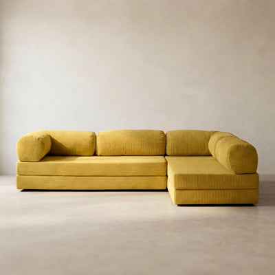 Nova Canapé d'angle — coloris Yellow · Canapé d'angle modulable velours côtelé