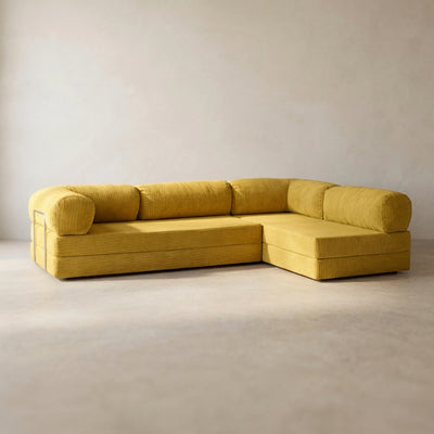 Nova Canapé d'angle — coloris Yellow · Canapé d'angle modulable velours côtelé
