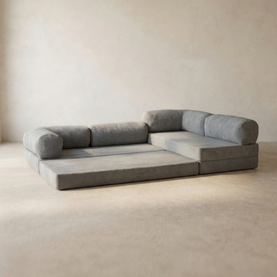 Nova Canapé d'angle — coloris Gray · Canapé d'angle modulable velours côtelé