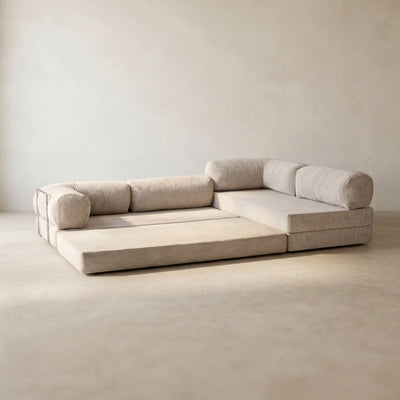 Nova Canapé d'angle — coloris Creme · Canapé d'angle modulable velours côtelé