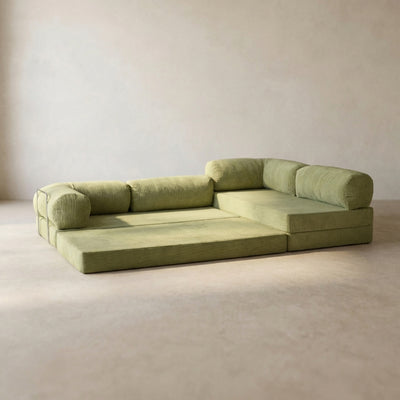 Nova Canapé d'angle — coloris Olive · Canapé d'angle modulable velours côtelé