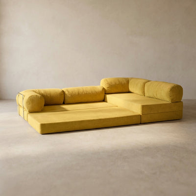 Nova Canapé d'angle — coloris Yellow · Canapé d'angle modulable velours côtelé