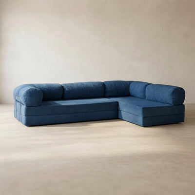 Nova Canapé d'angle — coloris Blue · Canapé d'angle modulable velours côtelé