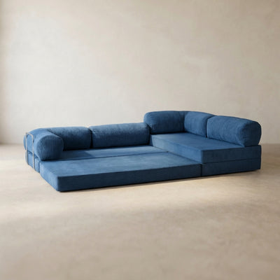 Nova Canapé d'angle — coloris Blue · Canapé d'angle modulable velours côtelé