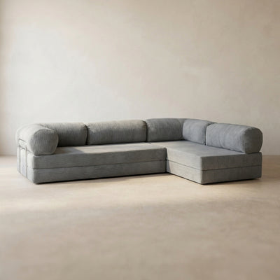 Nova Canapé d'angle — coloris Gray · Canapé d'angle modulable velours côtelé