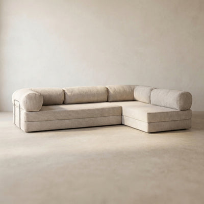 Nova Canapé d'angle — coloris Creme · Canapé d'angle modulable velours côtelé